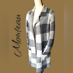 Monteau LA- **Host pick** Medium open front cardigan gray/oatmeal. Pockets. EUC